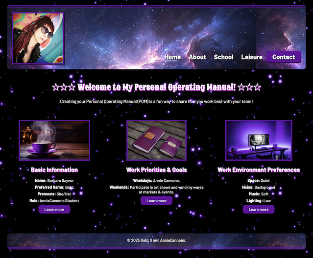 Screenshot of Personal Operating Manual